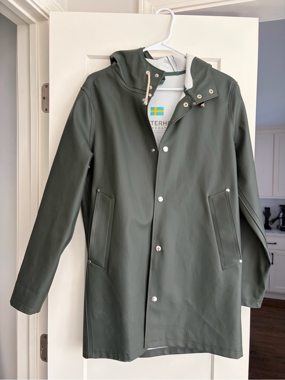 Stutterheim Olive Green Hooded Raincoat
